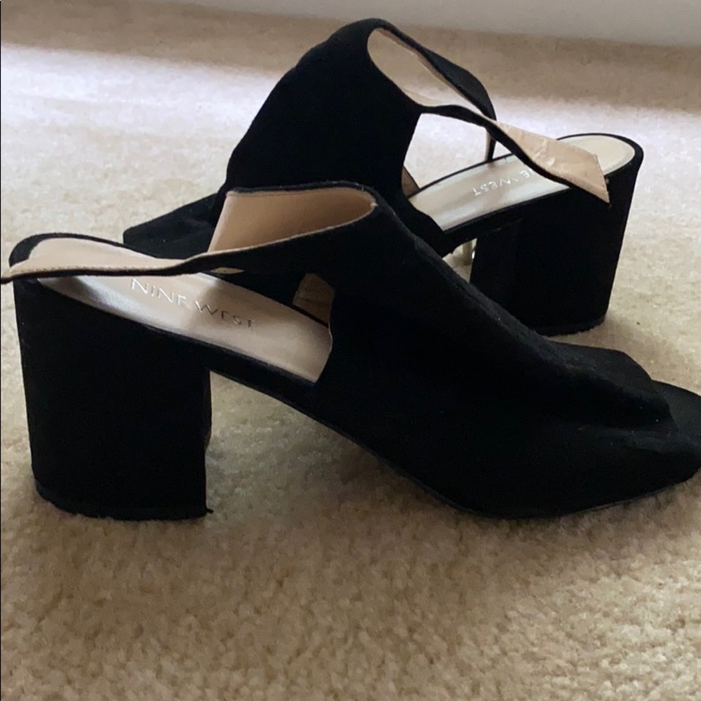 Nine West black suede sandals